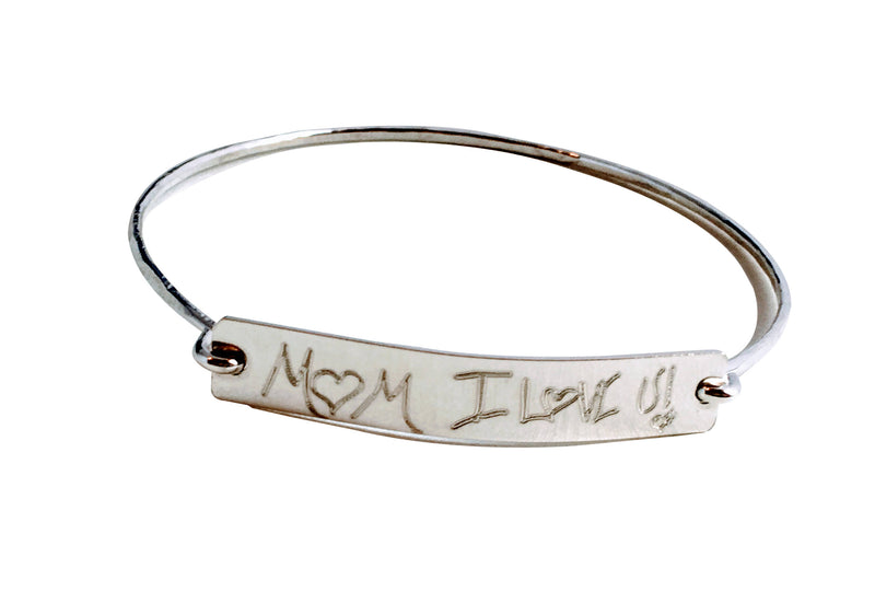 Handwriting Jewelry  / Actual Handwriting Bangle / Sterling Silver  Bracelet / Custom handwriting  bracelet / Memorial handwriting jewelry