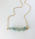 Aquamarine Necklace - March Birthstone Necklace- Raw Crystal Necklace - Bead Bar Necklace - Natural Aquamarine Gold Dainty Layering Necklace