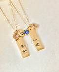 Best Friend Gift Friendship necklace set of two birthstone for friend matching set of 2 personalized necklace initial disc sisters necklace