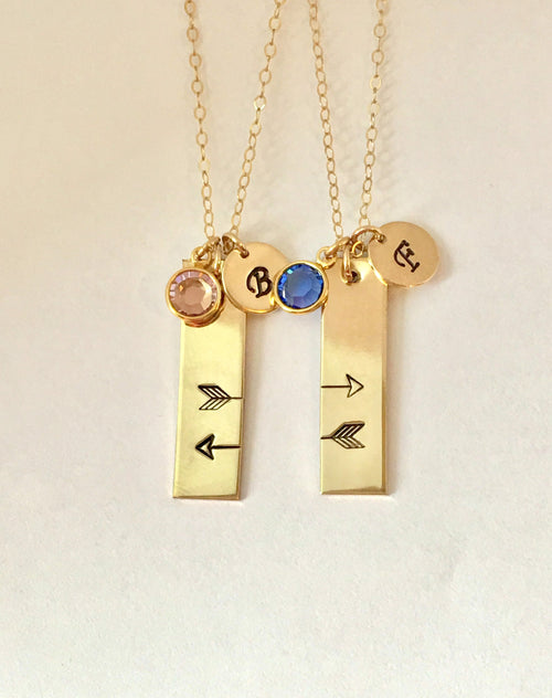 Best Friend Gift Friendship necklace set of two birthstone for friend matching set of 2 personalized necklace initial disc sisters necklace