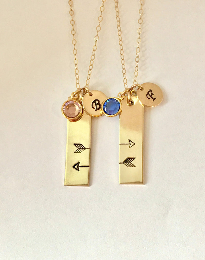 Best Friend Gift Friendship necklace set of two birthstone for friend matching set of 2 personalized necklace initial disc sisters necklace