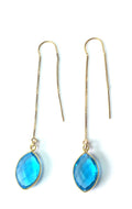 Thread Earrings Gold Gemstone Earring, Minimalist Threader Earrings