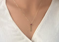 Vertical Bar Mom Necklace Engraved with kids names Custom engraved bar initial  birthstone charm added vertical bar 14K gold sterling silver