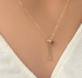 Vertical Bar Mom Necklace Engraved with kids names Custom engraved bar initial  birthstone charm added vertical bar 14K gold sterling silver