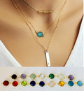 Birthstone Necklace Dainty Gemstone Choker Necklace,  Boho Necklace