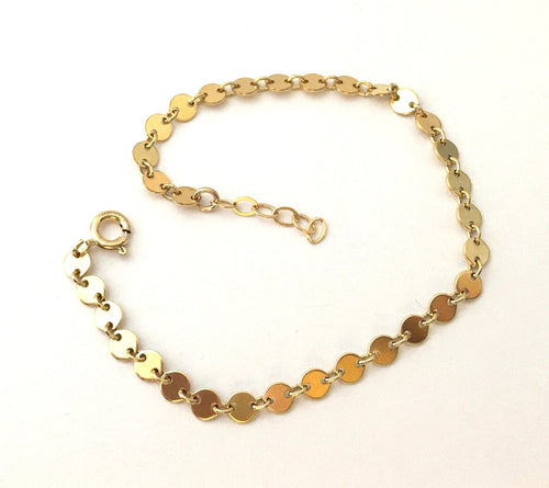 Gold Chain Bracelet Gold Coin bracelet Dainty Stacking Bracelet Gold Disk Bracelet Simple sterling silver Layering Bracelet