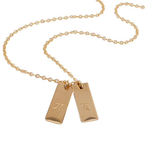 Personalized GOLD bar necklace - Nameplate Engraved- CZ Diamond accent–  LillaDesigns