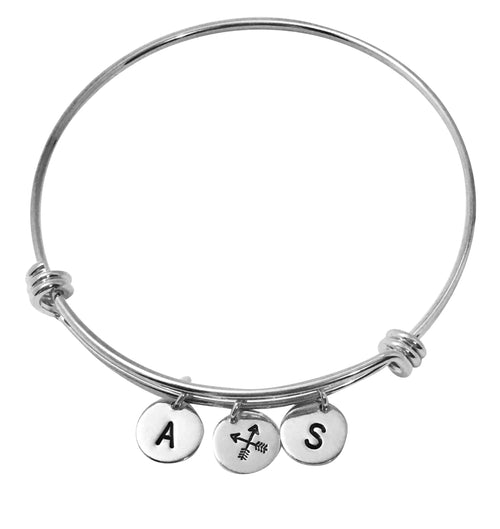 Inspirational Friendship Bracelet Best Friend Gift Sister gift Bracelet Silver Initial Bangle Gift for friend jewelry friends arrow bracelet