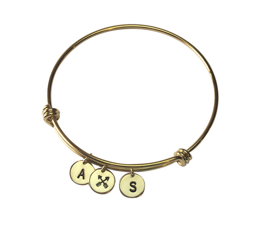 Inspirational Best Friend Gift Friendship Bracelet Gold Initial Bangle Handstamped Gift for friend friendship jewelry friends arrow bracelet