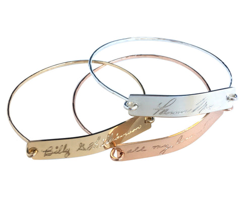 Actual Handwritten Bracelet Custom Handwriting Bangle - LillaDesigns