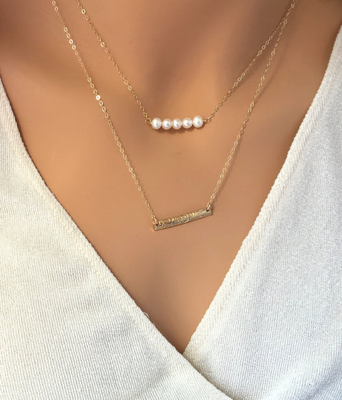 Dainty Pearl Choker Layered choker Necklace minimalist gold choker Pearl Necklace, Delicate necklace Silver