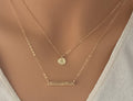 Layered Necklace initial necklace Disc dainty layering necklaces flower bar Gold bar Necklace Simple Delicate Double Layer Necklace 14k Gold