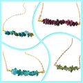 Healing Necklace Raw Crystal Necklace Dainty Rough Gemstone Bar Choker, Birthstone Necklace