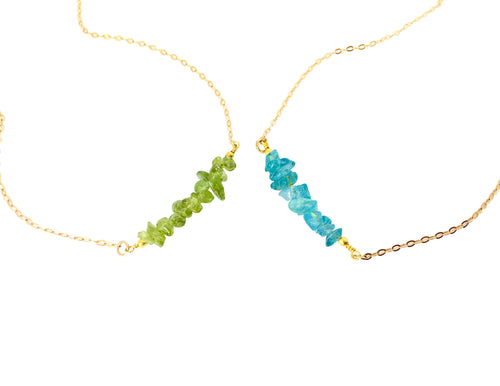 Raw Stone Necklace - Aquamarine Necklace - March Birthstone Necklace- Raw Crystal Necklace - Bead Bar Necklace - Natural Aquamarine ecklace