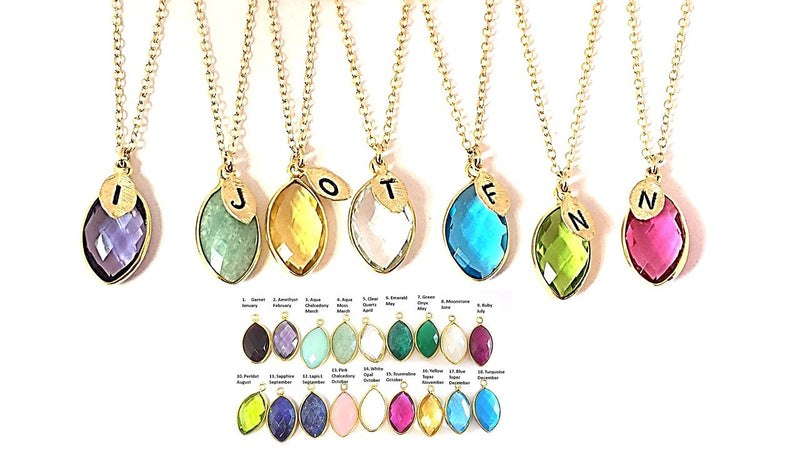 Inspirational Custom Birthstone Necklace For Mom, Custom Initial Necklace