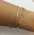 Gold Chain Bracelet Gold Coin bracelet Dainty Stacking Bracelet Gold Disk Bracelet Simple sterling silver Layering Bracelet