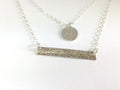 Layered Necklace initial necklace Disc dainty layering necklaces flower bar Gold bar Necklace Simple Delicate Double Layer Necklace 14k Gold