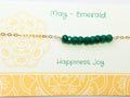 May Birthstone Necklace Emerald Necklace Gold Dainty Raw Stone Necklace, Personalized Bar Necklace