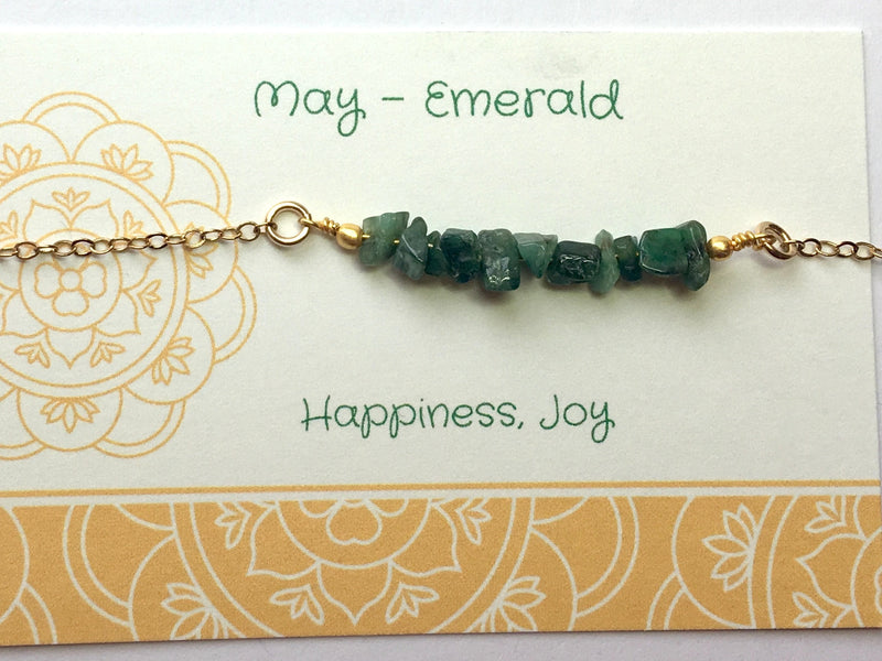 Raw Emerald Necklace, May Birthstone Necklace