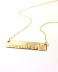 Llama Jewelry llama Necklace Mothers Day gift custom name necklace personalized rose gold bar 14 K necklace sterling silver gift for mom