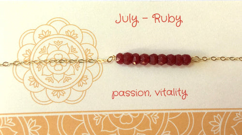 Ruby Necklace July Birthstone Necklace Gold Dainty bead Raw Stone Necklace, Personalized Bar Necklace