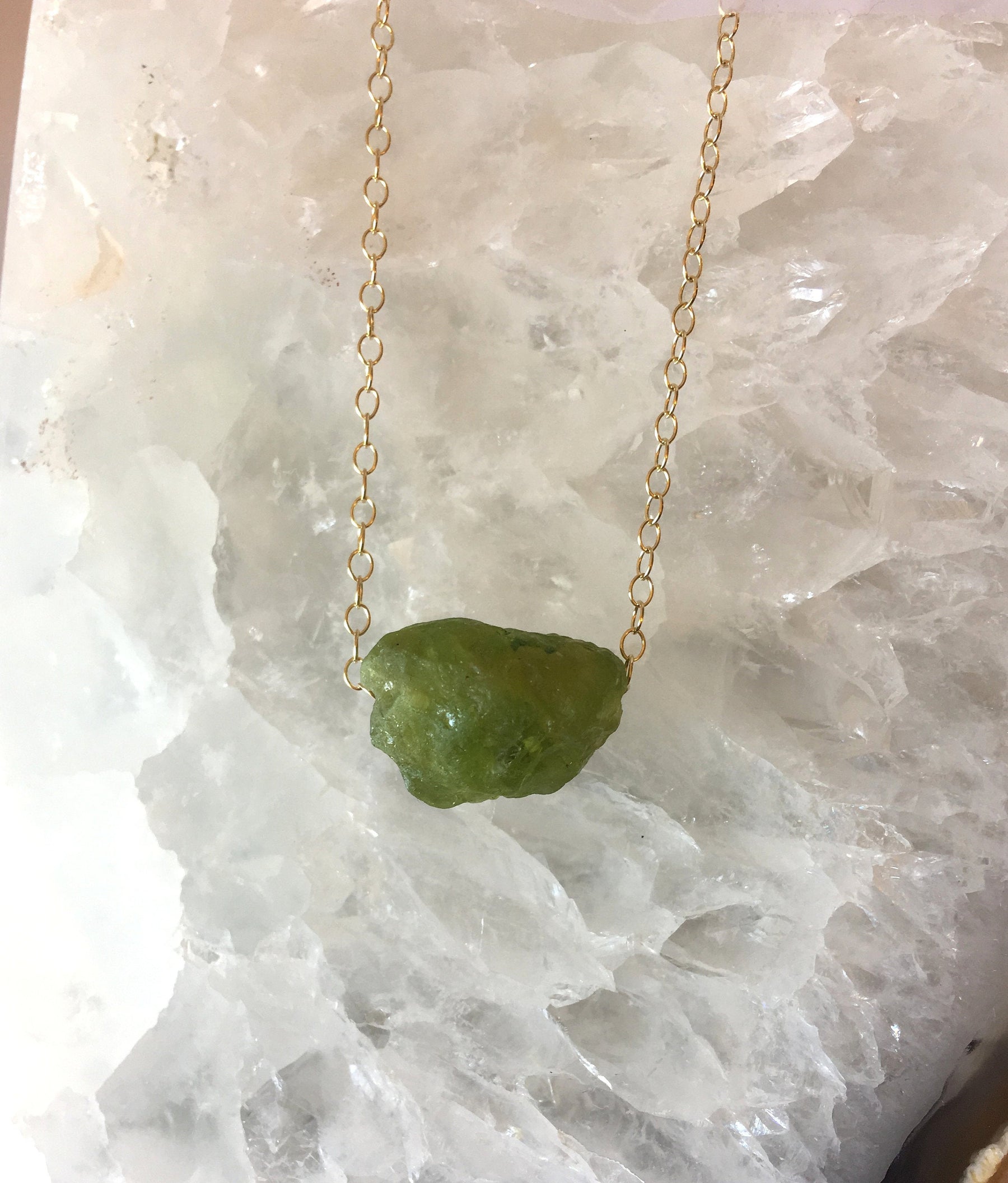Peridot crystal necklace deals
