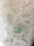 October Birthstone Raw Blue Peruvian Opal Necklace Necklace Healing gems Raw gemstone Crystal Necklace Rough Necklace Dainty Stone Pendant - LillaDesigns