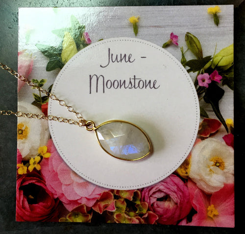 Moonstone Necklace June Birthstone Necklace Dainty Simple Gemstone necklace gift for her delicate stone Necklace