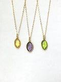 August Birthstone Necklace Peridot Necklace Dainty Simple Gemstone necklace gift for her delicate Necklace, 14k Gold Fill