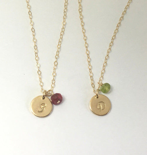 August Birthstone Necklace Peridot Necklace Raw Peridot Necklace Tiny Initial Necklace Layering Necklace, Dainty Initial Necklace