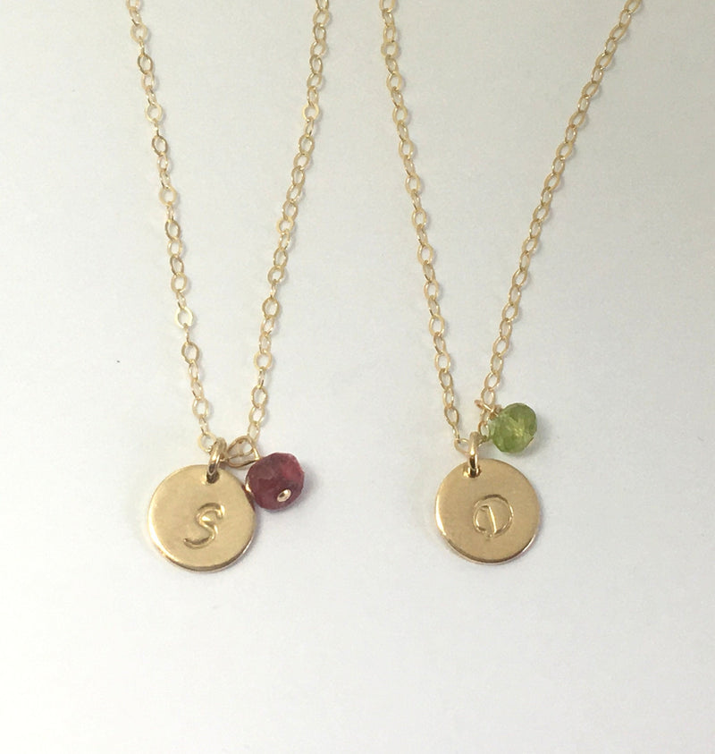 August Birthstone Necklace Peridot Necklace Raw Peridot Necklace Tiny Initial Necklace Layering Necklace, Dainty Initial Necklace