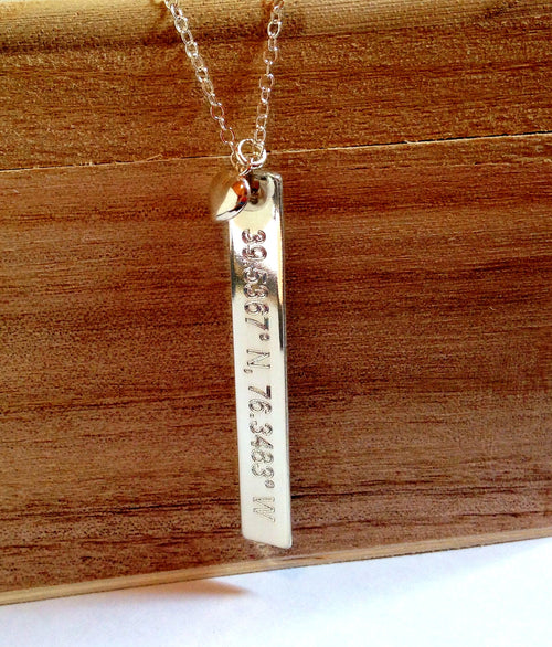 Vertical Bar Rose Gold fill with heart charm added Reserved for Brandy Rose Gold fill with heart added