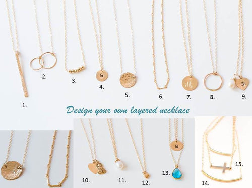 Personalized Necklaces Jewelry Gifts / Layered Long Necklace/ Set of Necklace Choose Your Simple Pendant Necklace/ 14k Thin Gold Fill Chain - LillaDesigns
