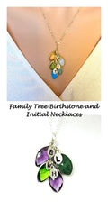 Custom Birthstone Necklace For Mom, Custom Initial Necklace - LillaDesigns