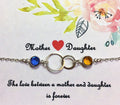 Mother Daughter Necklace with Swarovski Crystal Birthstones Infinity Circle Sterling Silver dainty Necklace Connecting Circles gift for mom - LillaDesigns