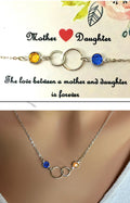 Mother Daughter Necklace with Swarovski Crystal Birthstones Infinity Circle Sterling Silver dainty Necklace Connecting Circles gift for mom - LillaDesigns