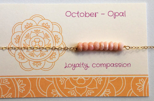Opal Necklace October Birthstone Necklace  Raw Crystal Necklace Healing Stone Birthday Present Gemstone Bar Necklace
