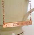 Dainty Gold Bar Necklace, Gold Bar Initial Necklace