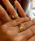 Personalized Initial Gold Ring - Set of 2 rings Open Initial Ring - Couples ring Handstamped ring Relationship Ring Custom stamped ring