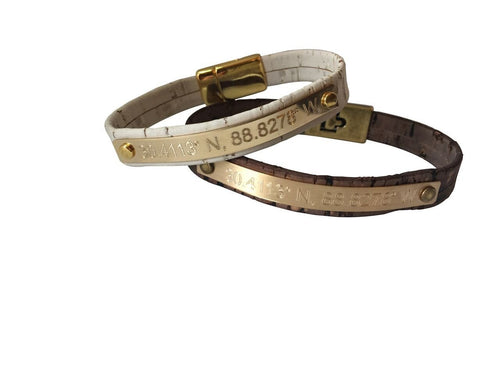 Custom Leather Bracelet Personalized Coordinate Bracelet Personalized Leather Cuff Women Bracelet Copper gift for him her unisex bracelet