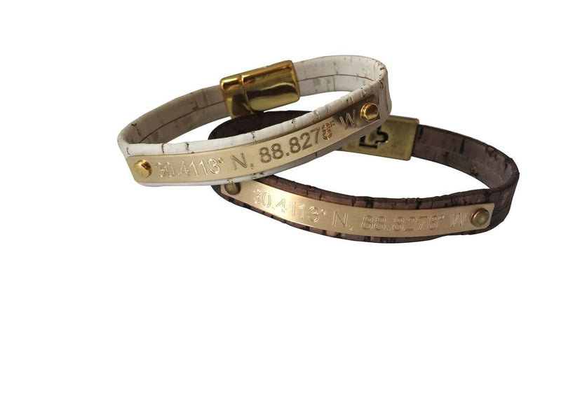 Custom Leather Bracelet Personalized Coordinate Bracelet Personalized Leather Cuff Women Bracelet Copper gift for him her unisex bracelet