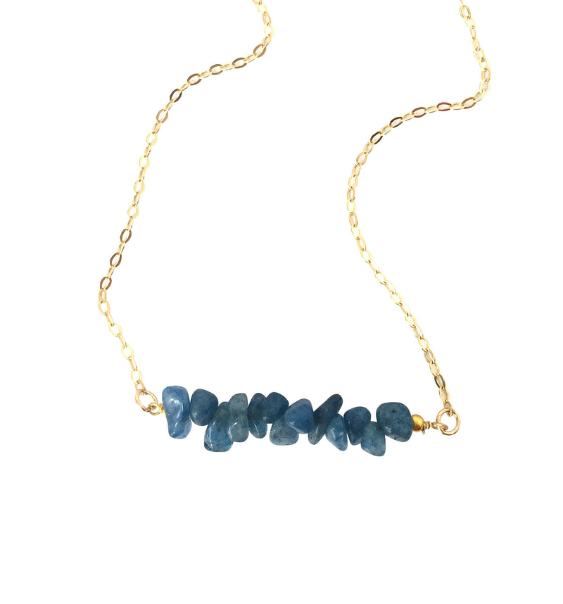 Sapphire Necklace September Birthstone Raw Crystal Necklace Gemstone Bar Choker, Delicate Gemstone Necklace