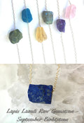 Lapis Lazuli Raw Necklace September Birthstone Natural raw Gemstone Necklace Birthstone Necklace Healing Crystal Simple dainty gem necklace