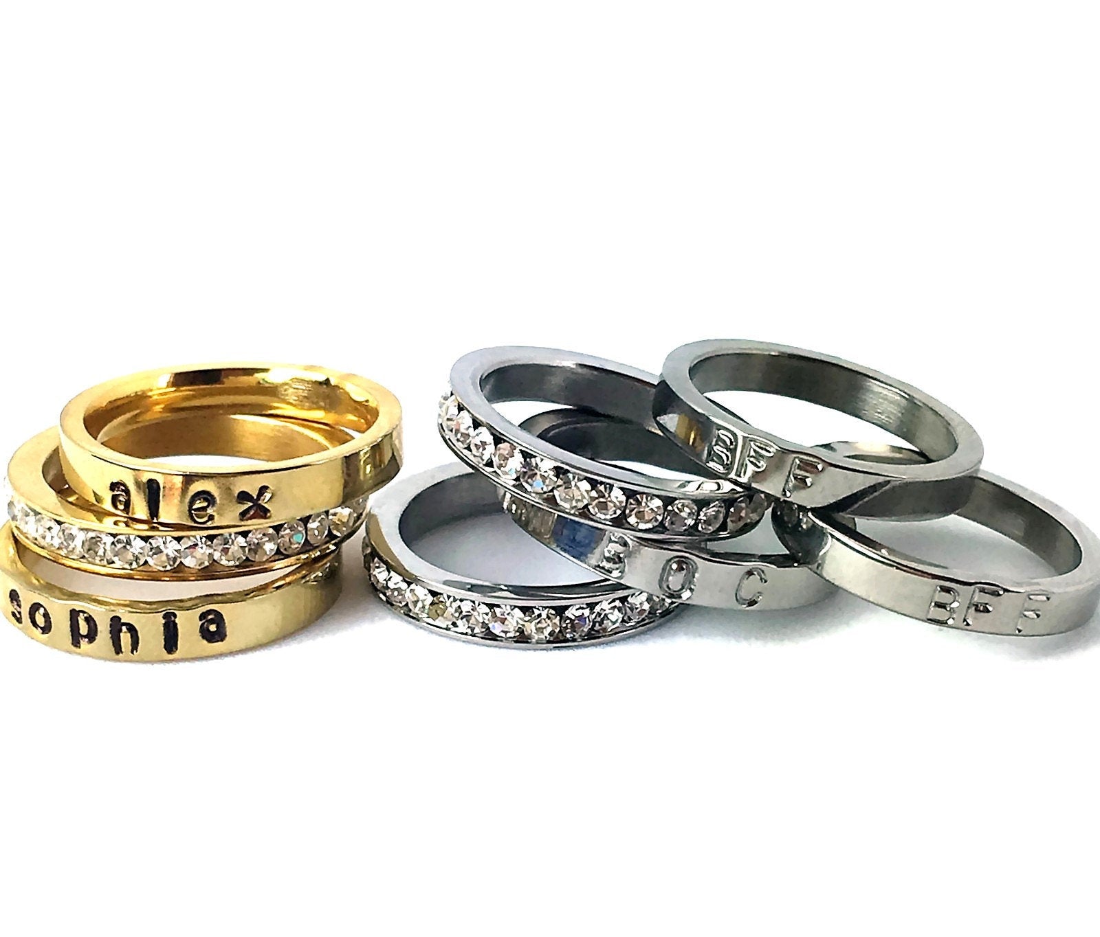 Stacking birthstone rings set, four birthstone rings, Gold ring, brass –  Artisan Look