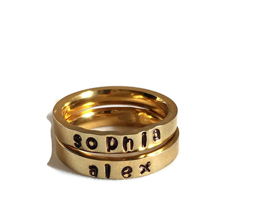Christmas gift for mom name ring stackable Ring, mothers Custom Ring with children name Custom stacking ring