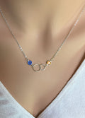 Mother Daughter Necklace with Swarovski Crystal Birthstones Infinity Circle Sterling Silver dainty Necklace Connecting Circles gift for mom - LillaDesigns