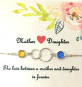 Mother Daughter Necklace with Swarovski Crystal Birthstones Infinity Circle Sterling Silver dainty Necklace Connecting Circles gift for mom - LillaDesigns