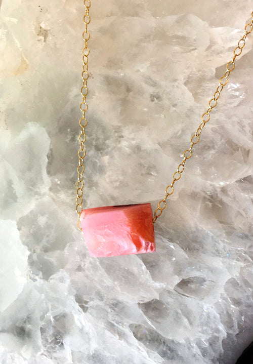 Raw Pink Opal Necklace October Birthstone Necklace Healing gems Raw gemstone Crystal Necklace Rough Layering Necklace Dainty Stone Pendant