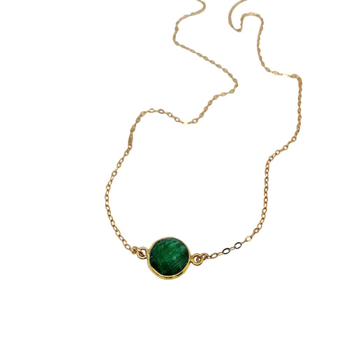 Raw Emerald Necklace Birthstone May Necklace Dainty Gemstone Choker Necklace Boho Necklace Bridesmaid Gift for her 14 K gold sterling silver