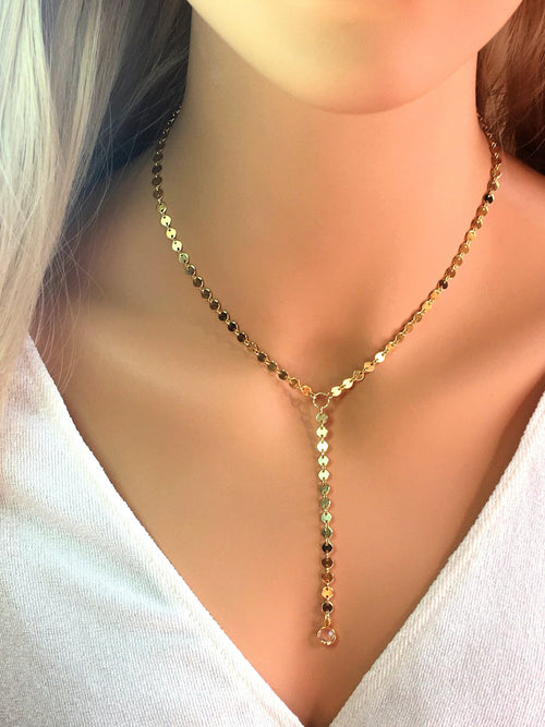 Coin Choker Necklace Y Lariat Necklace Layered Lariat Gold Choker Necklace